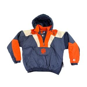 Vintage Starter Clemson Tigers Puffer Anorak Jacket‎ Mens Large Orange Navy 90s